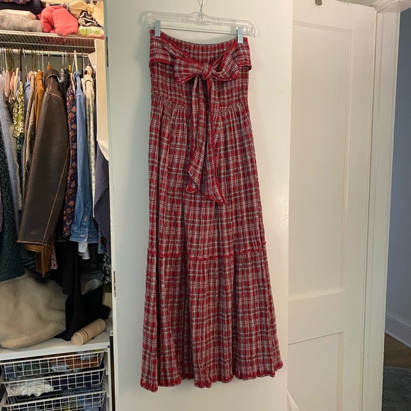 Damson Madder Pia Midi Dress in Red Check - Picture 3 of 7